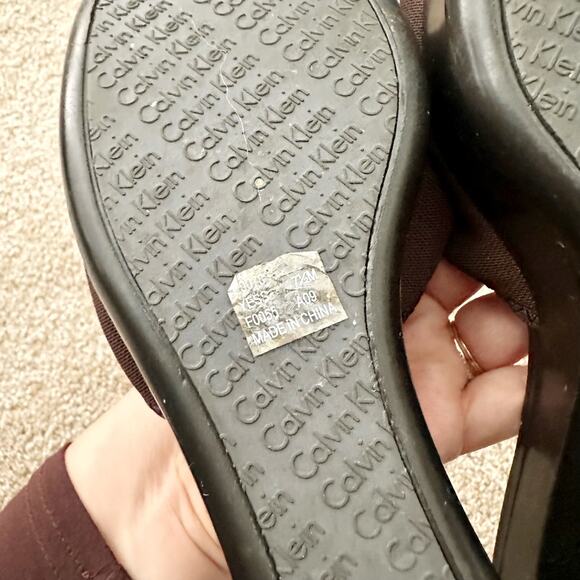 Calvin Klein Vintage 90s Y2K Chocolate Brown Cutout Wedge Platform Sandals 7.5 - Picture 4 of 7